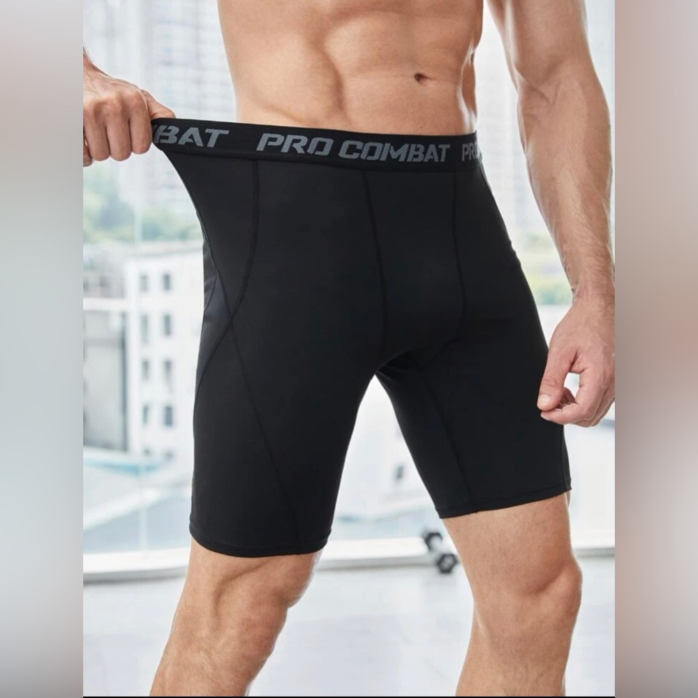 Men Black Compression Athletic Shorts Size Medium